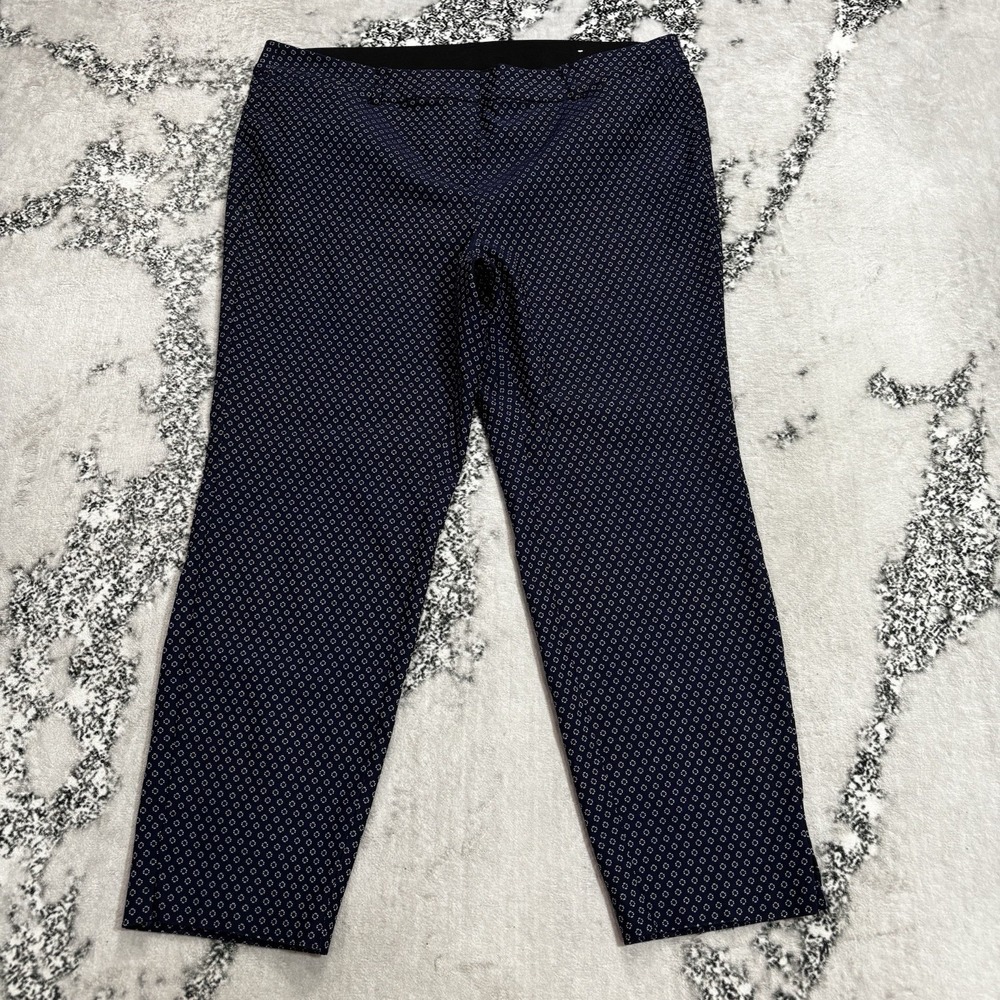 Lane Bryant Pants Size 20 Navy Blue Geometric Print Straight Leg Career